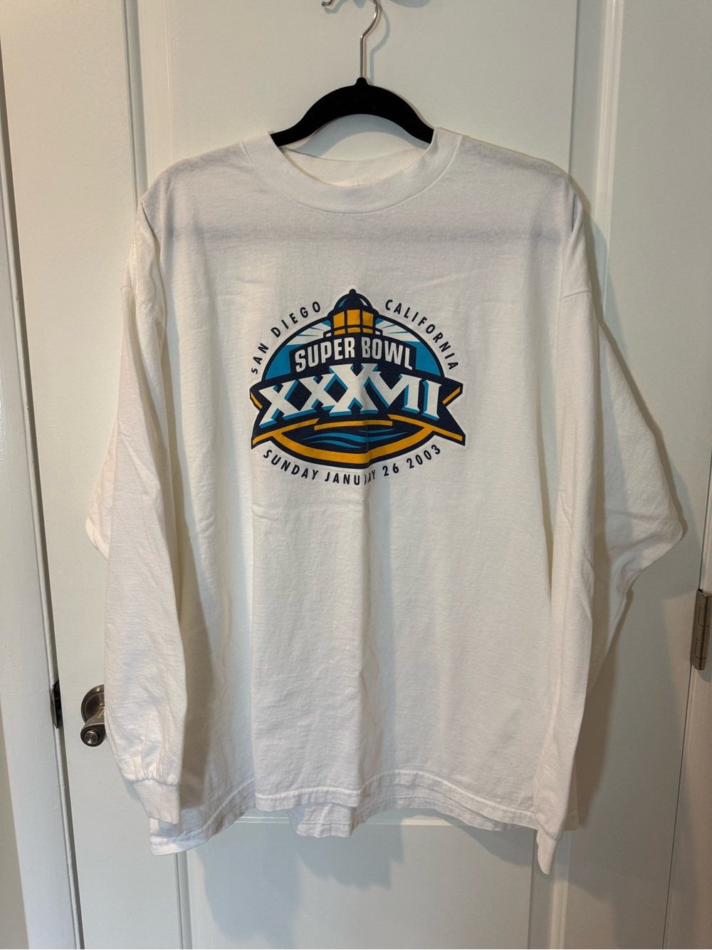 Delta White Long-Sleeve Super Bowl XXXVII Graphic Tee